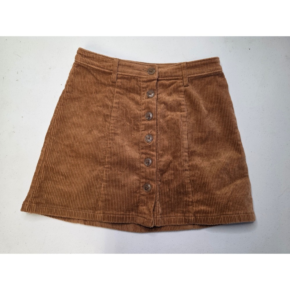 Forever 21 Womens Brown Corduroy Button Front A-Line Mini Skirt Size S